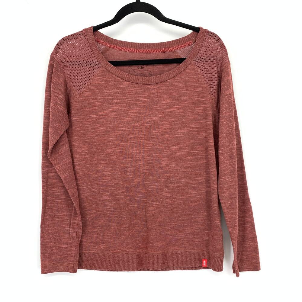 edc By Esprit Long Sleeve Pullover Sweater Womens Size Medium Red Striated